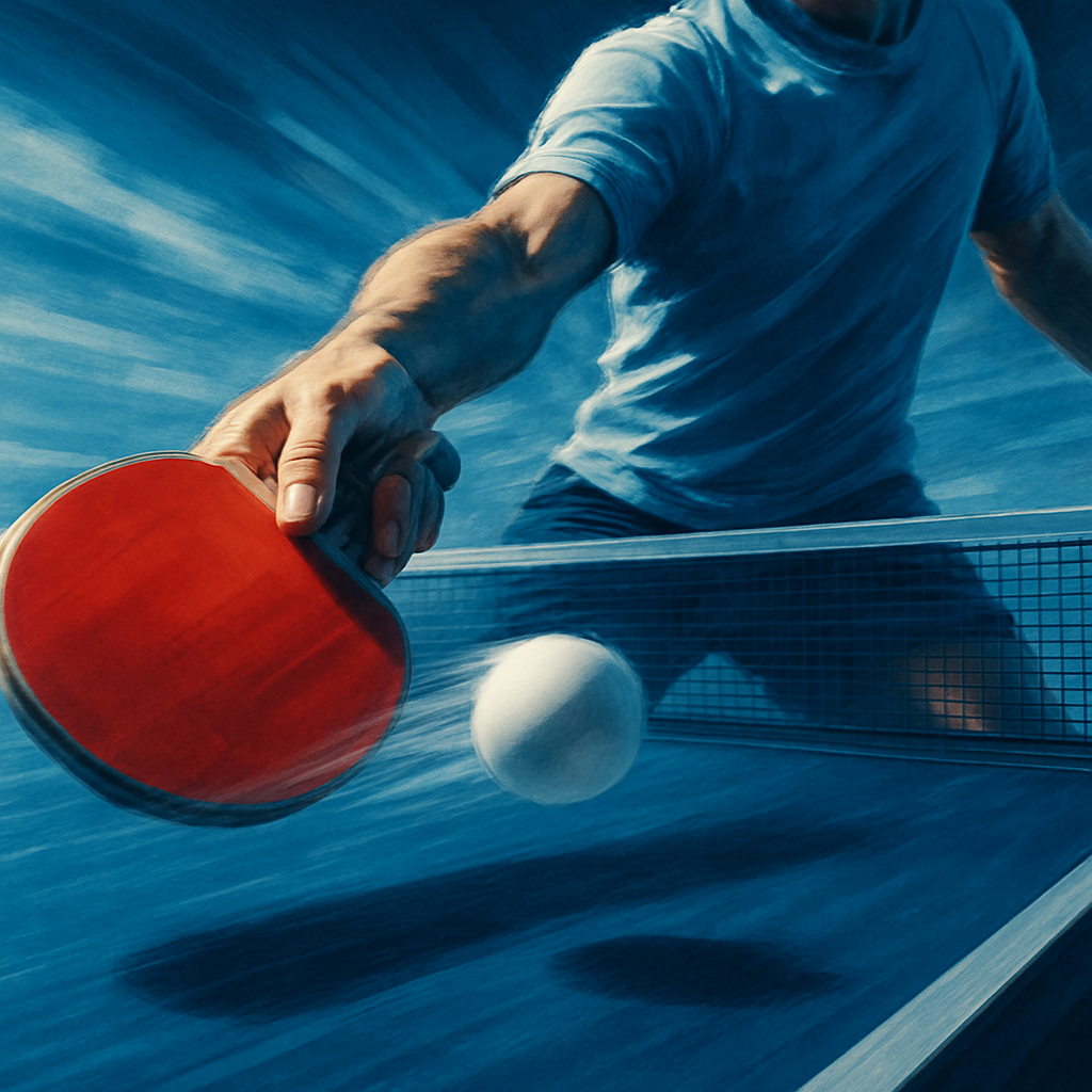 Jugador de tenis de mesa en acción
